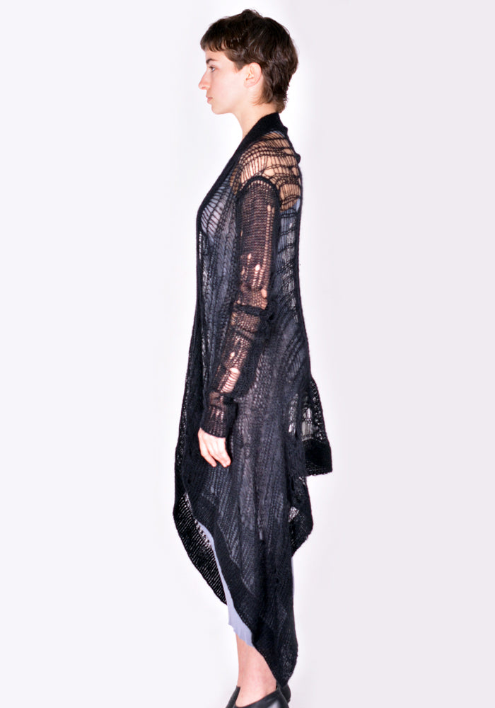 RICK OWENS SPIDER MEDIUM WRAP CARDIGAN BLACK SS22 | DOSHABURI Shop