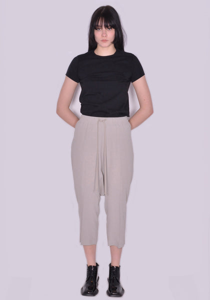 RICK OWENS WOMEN RP01C5308 CC DRAWSTRING CROPPED PANTS PEARL SS23 | DOSHABURI Online Shop