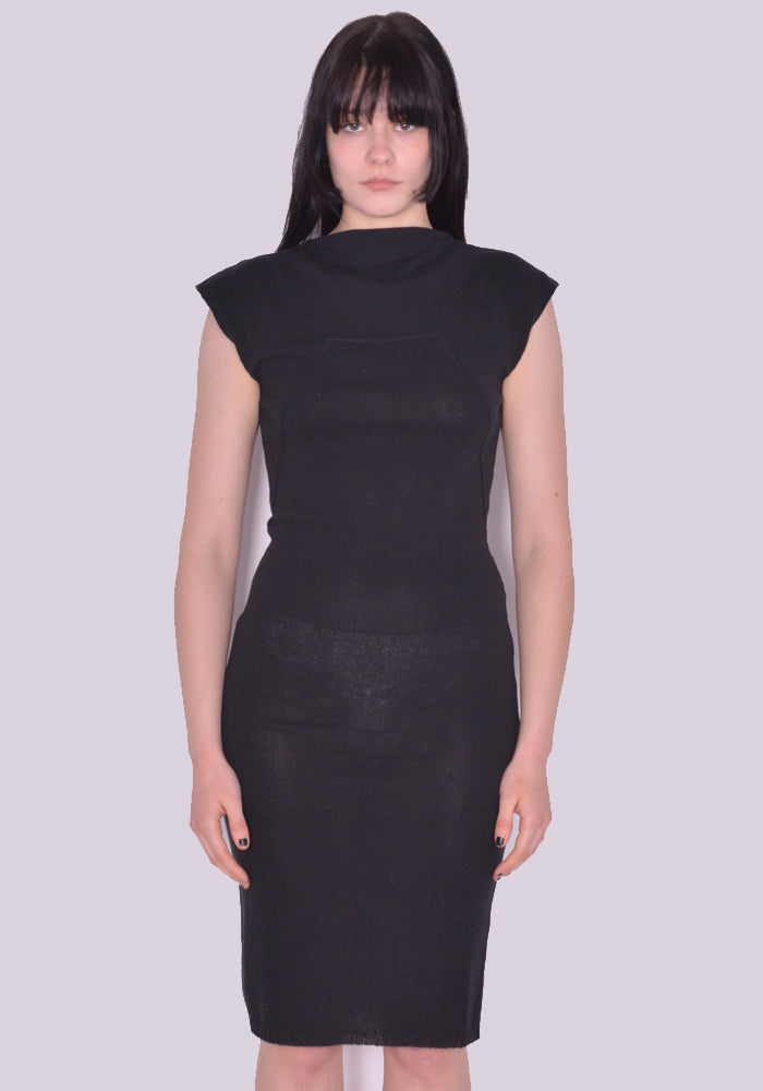 RICK OWENS COLUMN KNIT DRESS BLACK SS23 | DOSHABURI Online Shop