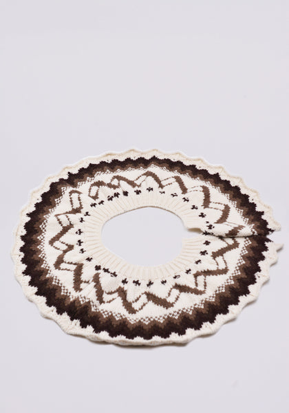 STEFAN COOKE SCAW21KN2 WOOL FAIR AISLE SPIRAL SCARF CREAM/BROWN FW21 | DOSHABURI Online Shop
