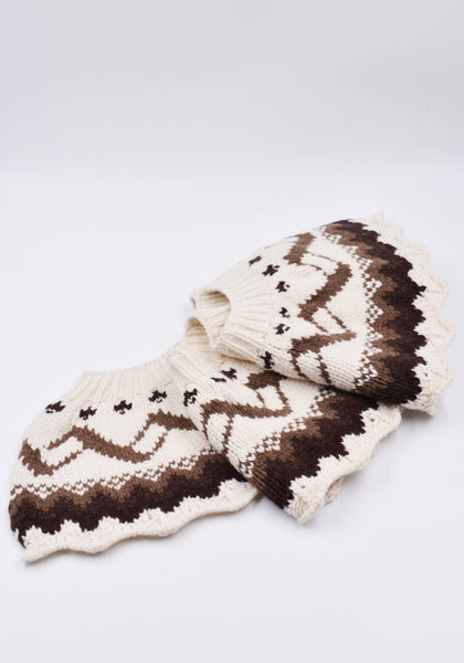 STEFAN COOKE SCAW21KN2 WOOL FAIR AISLE SPIRAL SCARF CREAM/BROWN FW21 | DOSHABURI Online Shop