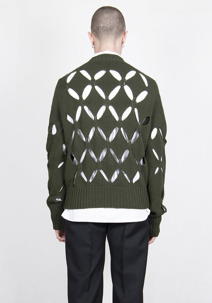 STEFAN COOKE SCSS21KN4 DIAMOND SLASHED JUMPER KHAKI GREEN