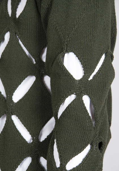 STEFAN COOKE SCSS21KN4 DIAMOND SLASHED JUMPER KHAKI GREEN 2021SS | DOSHABURI Online Shop