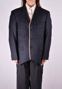 SITUATIONIST JACK-03-WOOL-BLUE JACKET DARK BLUE - DOSHABURI Shop