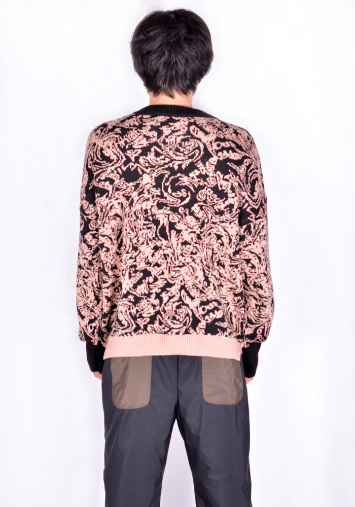 SERAPIS JACQUARD KNIT SWEATER SALMON PINK/BLACK SWIRL FW21 | 50