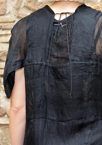 SEIKO TAKI LINEN DRESS BLACK  | 50%OFF SALE |  Doshaburi Online Shop