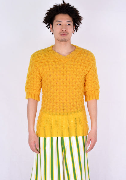 SUNNEI TVN01 V-NECK SHORT SLEEVE KNIT SWEATER MANGO - DOSHABURI Shop