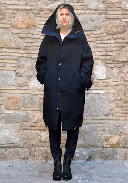 UJOH HOODED COCOON COAT NAVY 50%OFF Sale-DOSHABURI Online Shop 