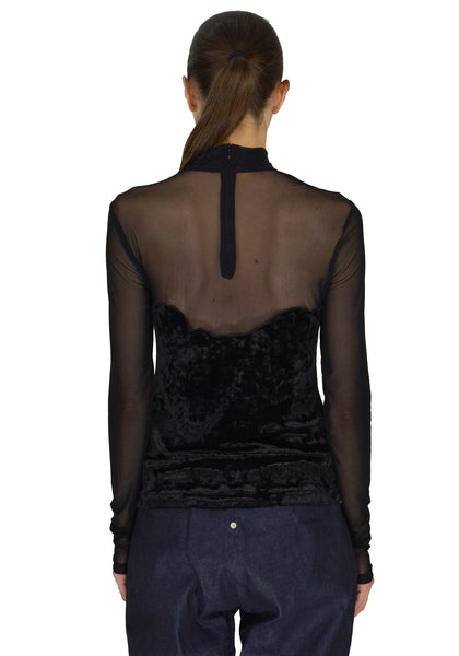 UOOYAA UY942Z1066 EMBROIDERED MESH TOP BLACK - DOSHABURI Shop