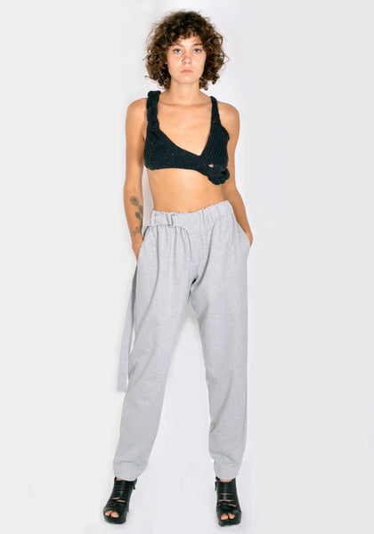 VEJAS MAKSIMAS 2078 BELTED SWEAT JERSEY PANTS GREY MELANGE FW21 | DOSHABURI Online Shop