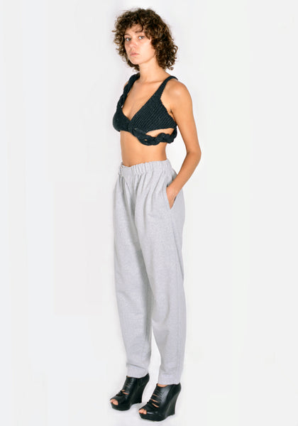 VEJAS MAKSIMAS 2078 BELTED SWEAT JERSEY PANTS GREY MELANGE FW21 | DOSHABURI Online Shop