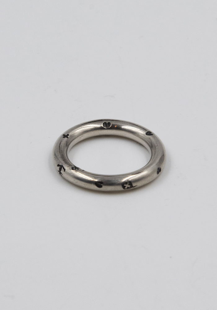 100% Sterling Silver 925/000, hand made finger ring embossed symbols