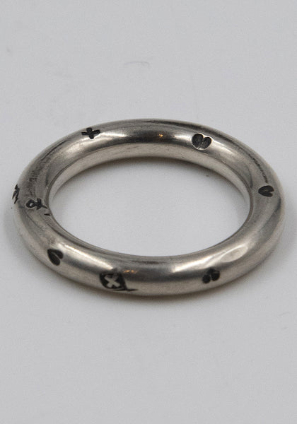 100% Sterling Silver 925/000, hand made finger ring embossed symbols