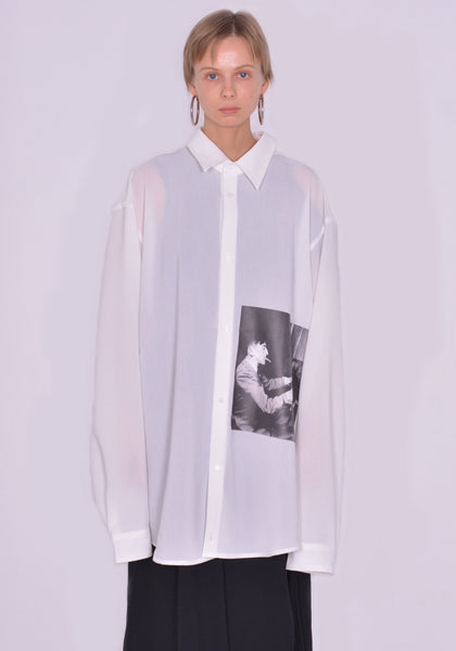 YUIKI SHIMOJI UNISEX LONG SLEEVE SHIRT WHITE COCTEAU | DOSHABURI Online Shop