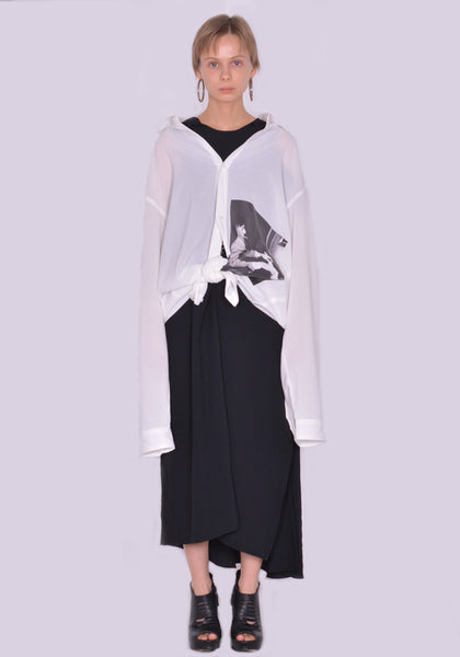 YUIKI SHIMOJI UNISEX LONG SLEEVE SHIRT WHITE COCTEAU | DOSHABURI Online Shop