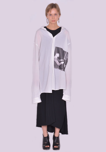 YUIKI SHIMOJI UNISEX LONG SLEEVE SHIRT WHITE COCTEAU | DOSHABURI Online Shop