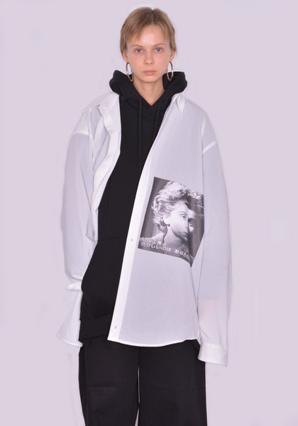 YUIKI SHIMOJI UNISEX LONG SLEEVE SHIRT WHITE MOVIE | DOSHABURI Online Shop