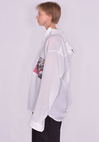 YUIKI SHIMOJI UNISEX LONG SLEEVE SHIRT WHITE POPPYT SEED | DOSHABURI Online Shop