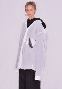 YUIKI SHIMOJI UNISEX LONG SLEEVE SHIRT WHITE CROW | DOSHABURI Online Shop