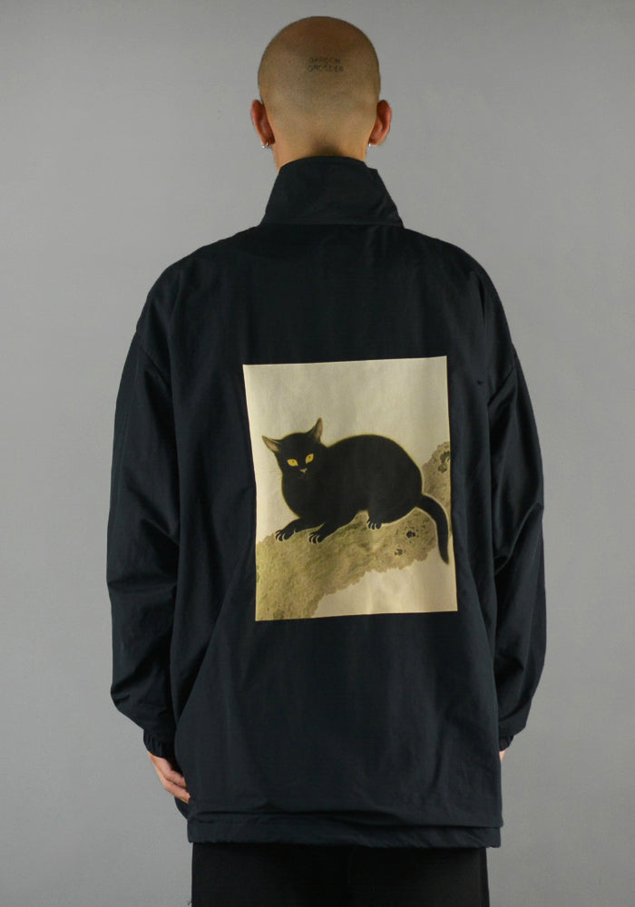 YUIKI SHIMOJI UNISEX WINDBREAKER BLACK CAT - DOSHABURI Shop